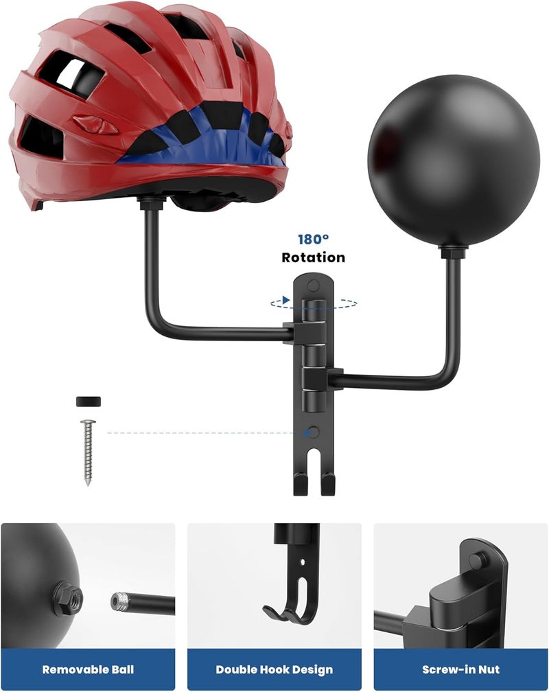 LIFXIZE Helmet Hanger Wall Mount 180° Swivel Helmet Holder for Motorcycle Bike Racing Outerwear Sports Gear - Image 2